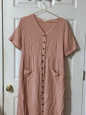 orange creek Blush Button-Front Midi Dress
